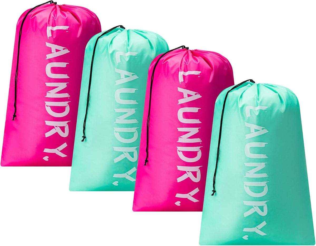 XL Travel Laundry Bag, Machine Washable Dirty Clothes Organizer with Drawstring,Large Enough to Hold 4 Loads of Laundry, Easy Fit a Laundry Hamper or Basket Travel Essentials 24" x 36"