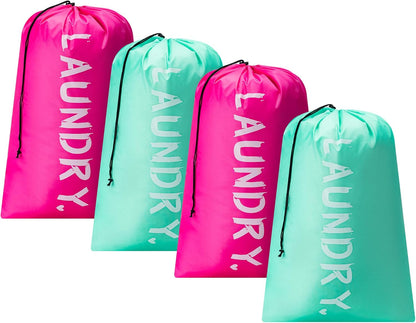 XL Travel Laundry Bag, Machine Washable Dirty Clothes Organizer with Drawstring,Large Enough to Hold 4 Loads of Laundry, Easy Fit a Laundry Hamper or Basket Travel Essentials 24" x 36"