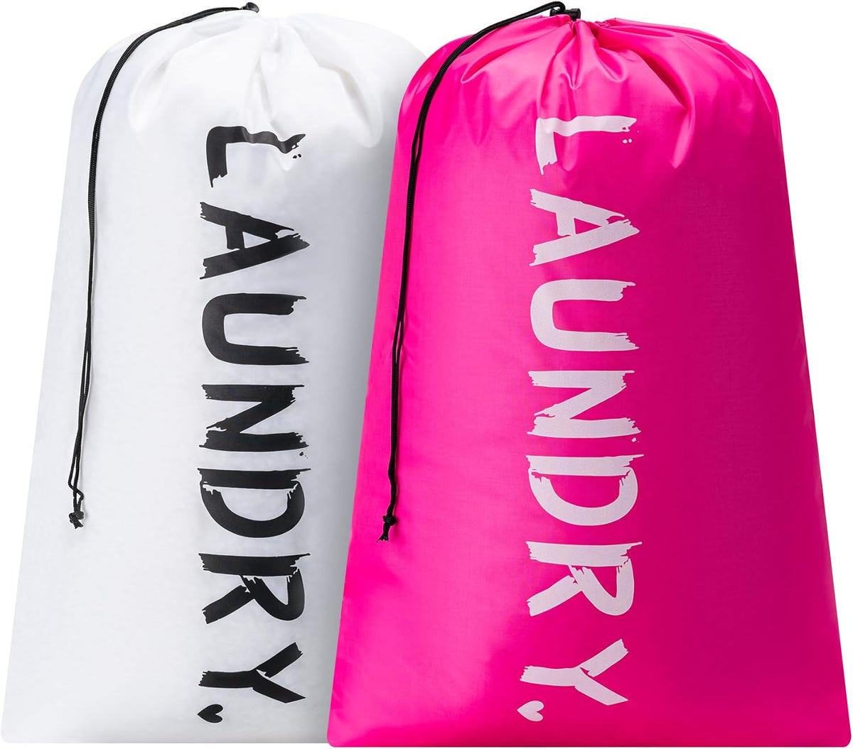 XL Travel Laundry Bag, Machine Washable Dirty Clothes Organizer with Drawstring,Large Enough to Hold 4 Loads of Laundry, Easy Fit a Laundry Hamper or Basket Travel Essentials 24" x 36"