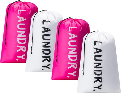 XL Travel Laundry Bag, Machine Washable Dirty Clothes Organizer with Drawstring,Large Enough to Hold 4 Loads of Laundry, Easy Fit a Laundry Hamper or Basket Travel Essentials 24" x 36"
