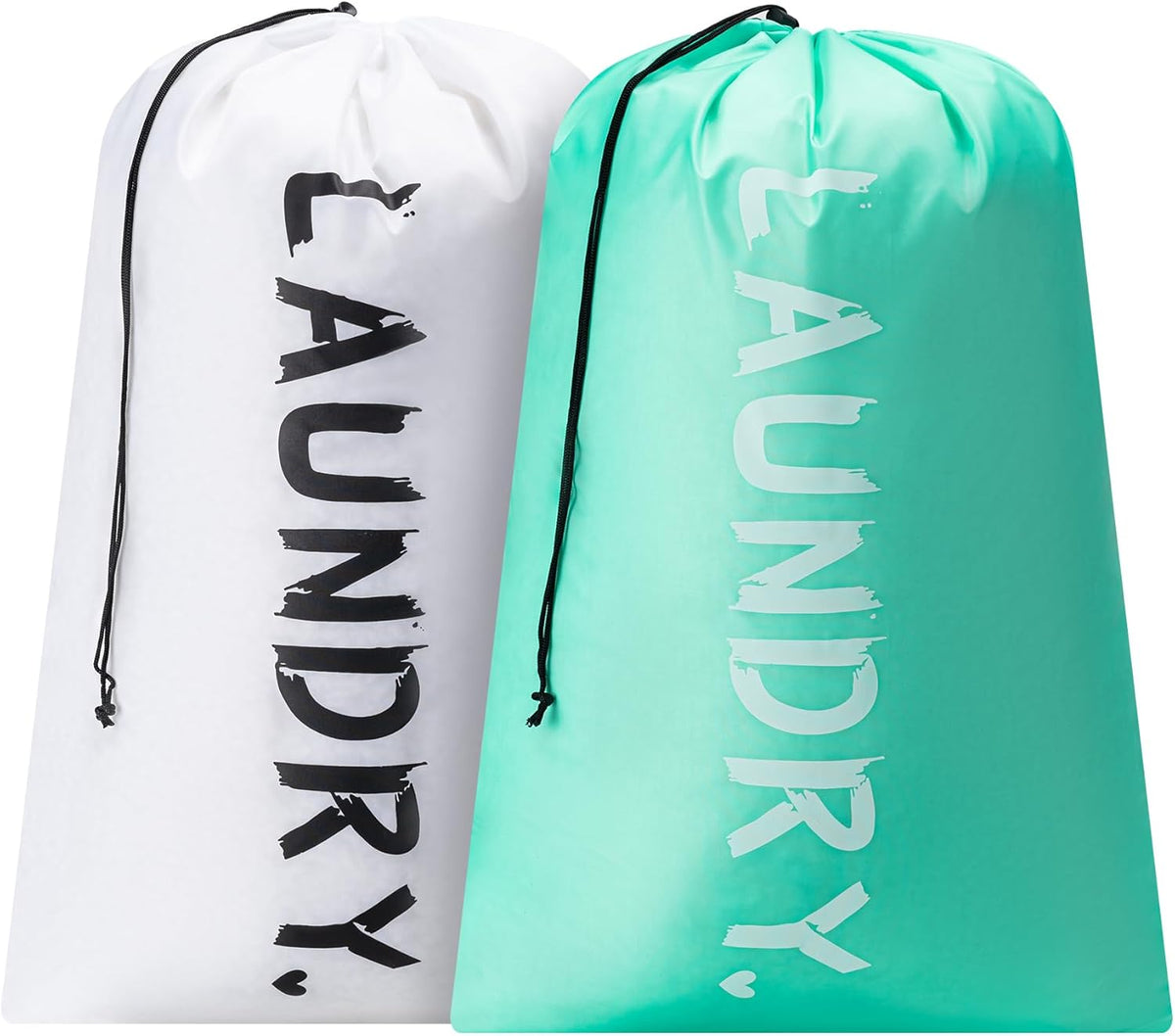 XL Travel Laundry Bag, Machine Washable Dirty Clothes Organizer with Drawstring,Large Enough to Hold 4 Loads of Laundry, Easy Fit a Laundry Hamper or Basket Travel Essentials 24" x 36"
