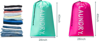 XL Travel Laundry Bag, Machine Washable Dirty Clothes Organizer with Drawstring,Large Enough to Hold 4 Loads of Laundry, Easy Fit a Laundry Hamper or Basket Travel Essentials 24" x 36"