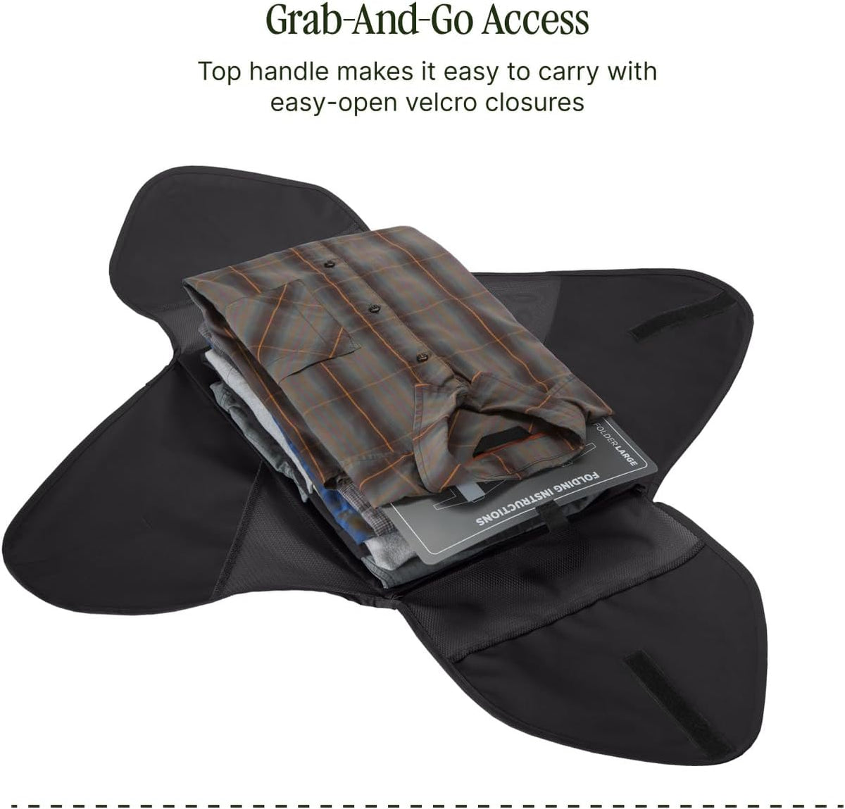 Pack-It Reveal Garment Folder - Travel Garment Bag with Compression Wings to Maximize Luggage Space - Convenient Top Handle - Quick Drying Material - Black - Large
