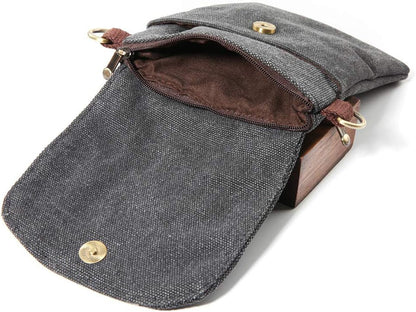 Vintage Embroidered Canvas Flip Small Crossbody Bag Cell Phone Pouch for Women Wristlet Wallet Bag Coin Purse