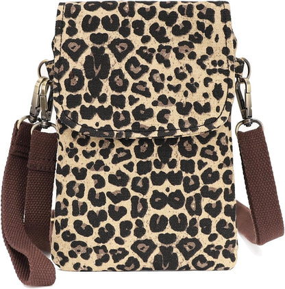 Vintage Embroidered Canvas Flip Small Crossbody Bag Cell Phone Pouch for Women Wristlet Wallet Bag Coin Purse