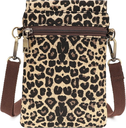 Vintage Embroidered Canvas Flip Small Crossbody Bag Cell Phone Pouch for Women Wristlet Wallet Bag Coin Purse
