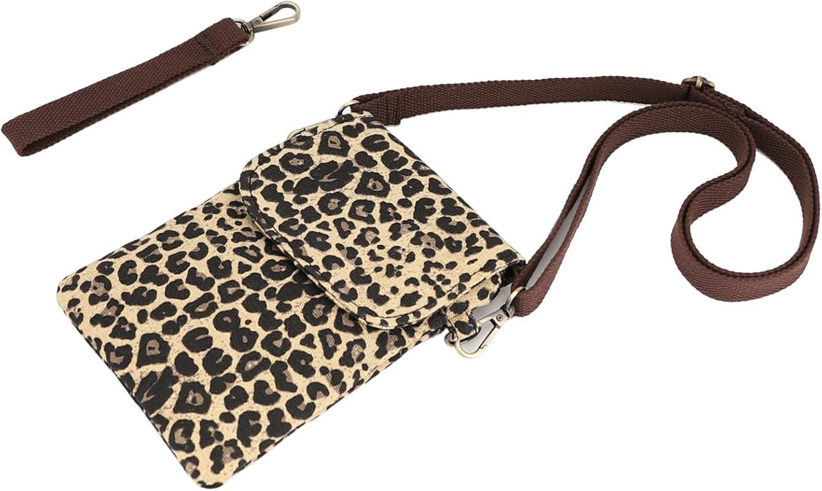 Vintage Embroidered Canvas Flip Small Crossbody Bag Cell Phone Pouch for Women Wristlet Wallet Bag Coin Purse