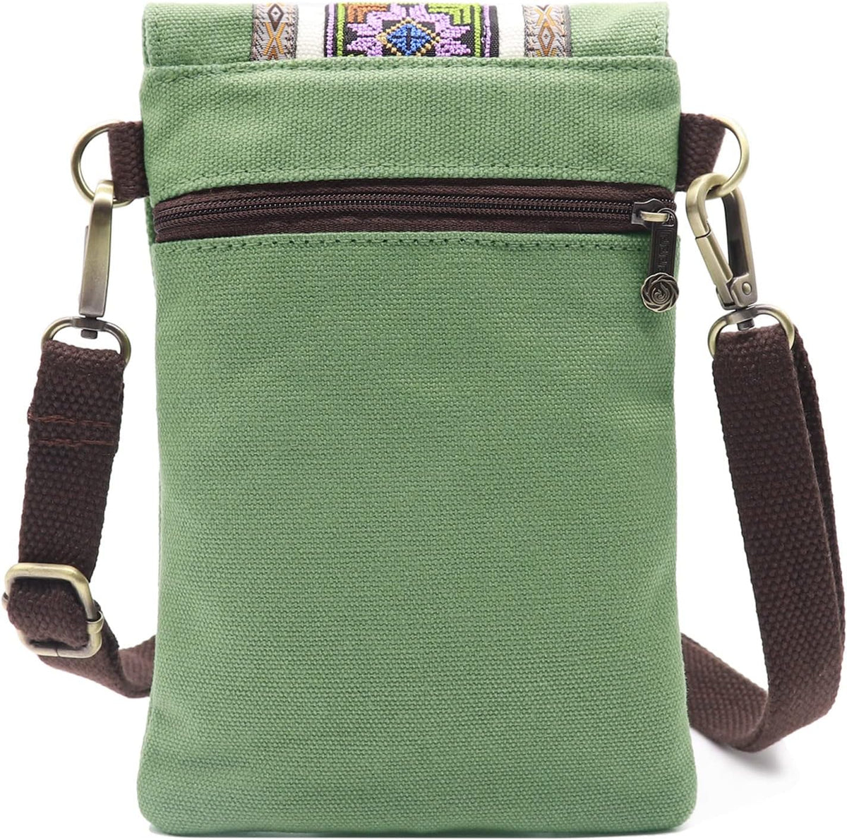 Vintage Embroidered Canvas Flip Small Crossbody Bag Cell Phone Pouch for Women Wristlet Wallet Bag Coin Purse