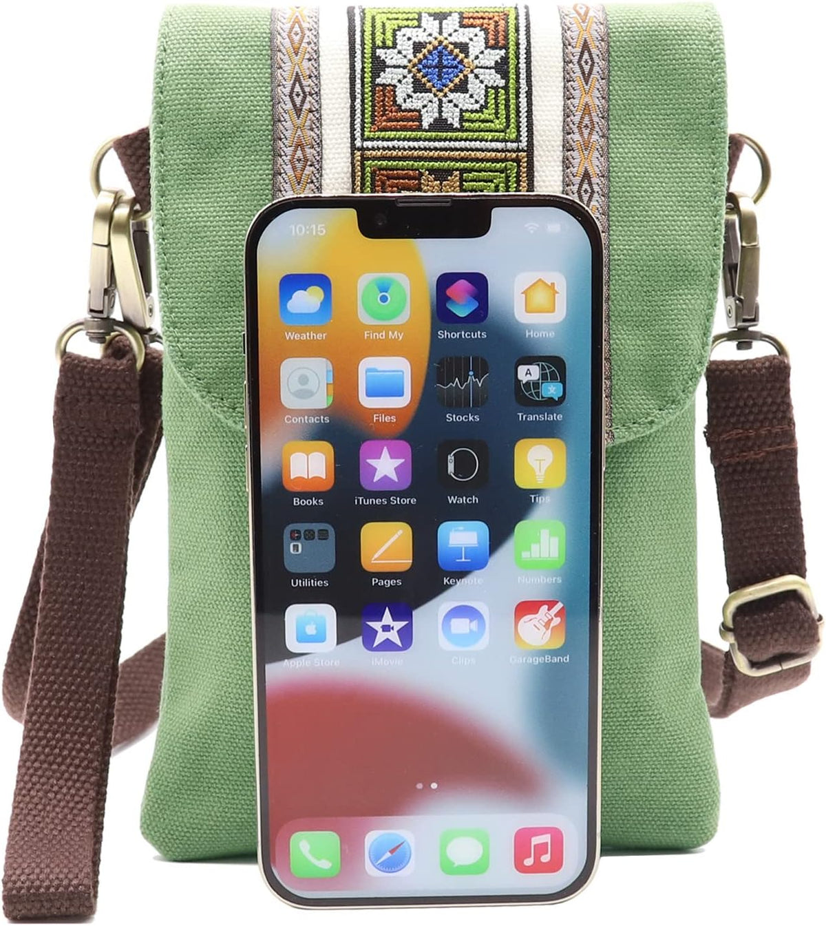 Vintage Embroidered Canvas Flip Small Crossbody Bag Cell Phone Pouch for Women Wristlet Wallet Bag Coin Purse