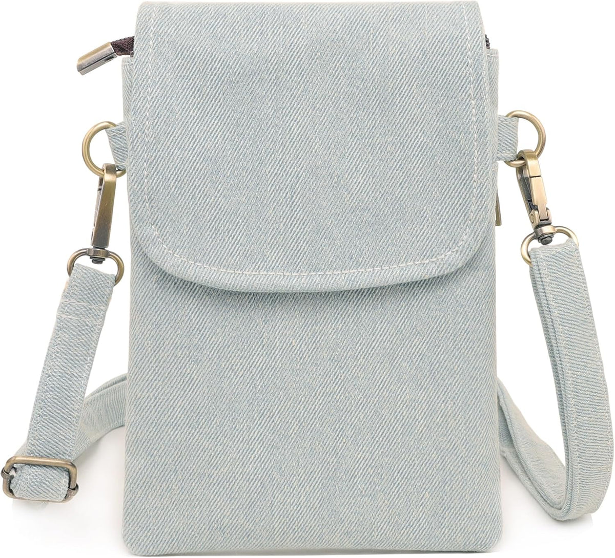 Vintage Embroidered Canvas Flip Small Crossbody Bag Cell Phone Pouch for Women Wristlet Wallet Bag Coin Purse