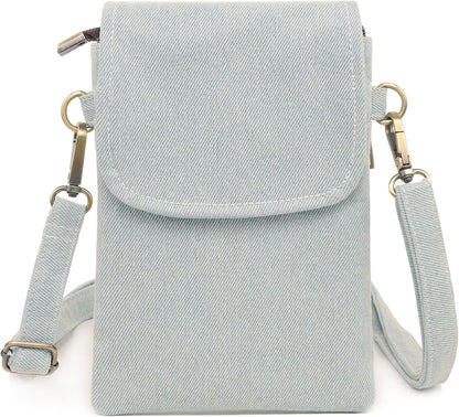 Vintage Embroidered Canvas Flip Small Crossbody Bag Cell Phone Pouch for Women Wristlet Wallet Bag Coin Purse