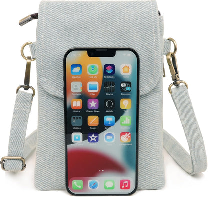 Vintage Embroidered Canvas Flip Small Crossbody Bag Cell Phone Pouch for Women Wristlet Wallet Bag Coin Purse