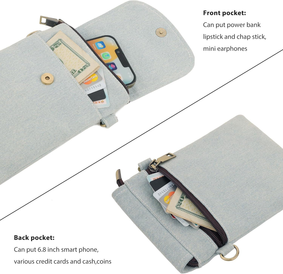 Vintage Embroidered Canvas Flip Small Crossbody Bag Cell Phone Pouch for Women Wristlet Wallet Bag Coin Purse