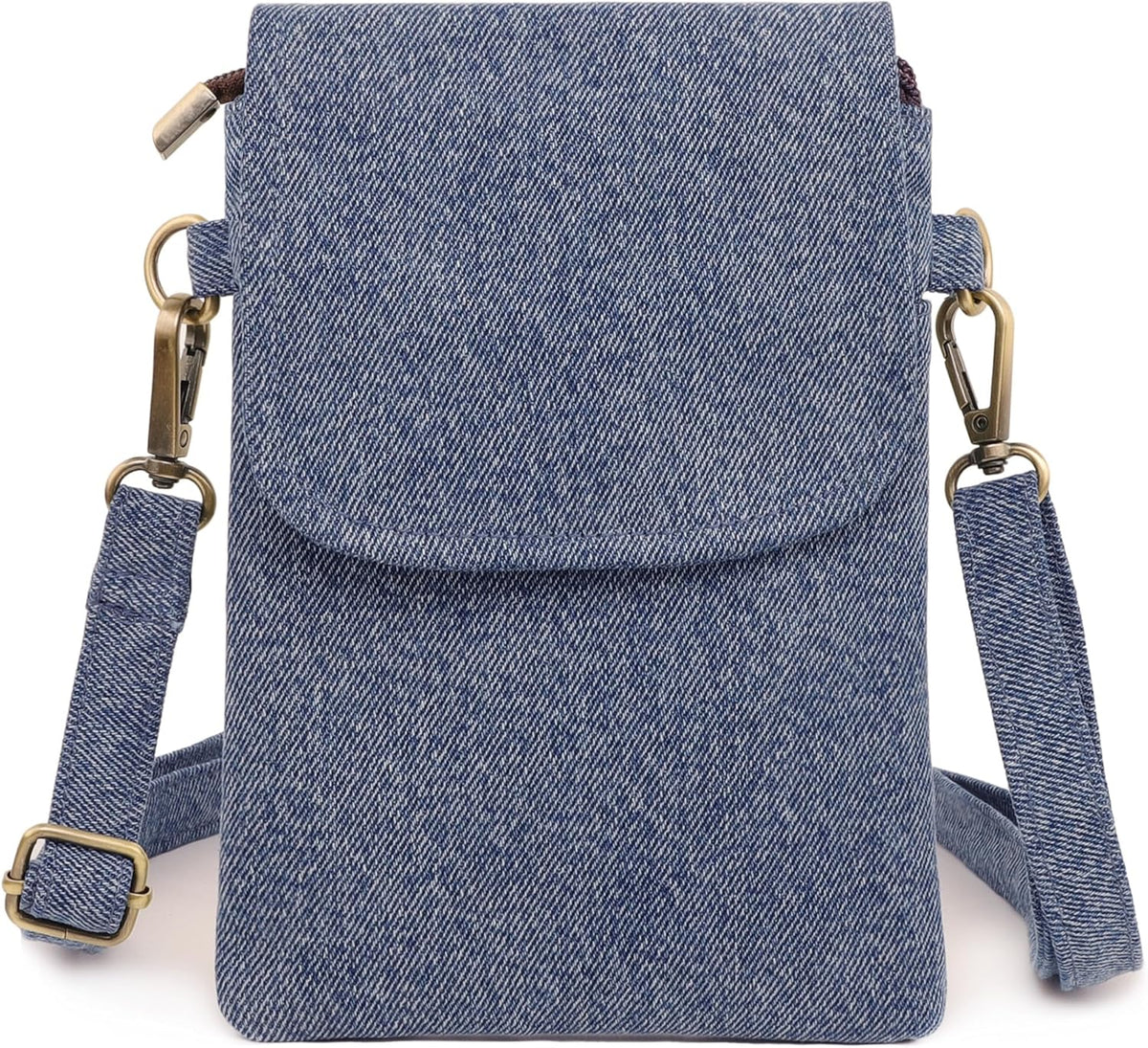 Vintage Embroidered Canvas Flip Small Crossbody Bag Cell Phone Pouch for Women Wristlet Wallet Bag Coin Purse