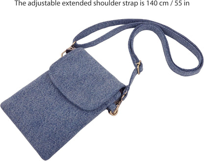 Vintage Embroidered Canvas Flip Small Crossbody Bag Cell Phone Pouch for Women Wristlet Wallet Bag Coin Purse