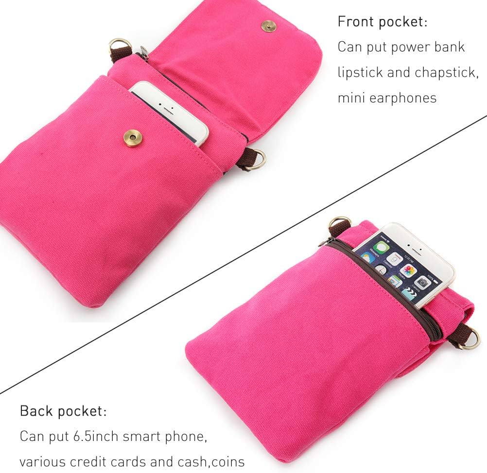 Vintage Embroidered Canvas Flip Small Crossbody Bag Cell Phone Pouch for Women Wristlet Wallet Bag Coin Purse