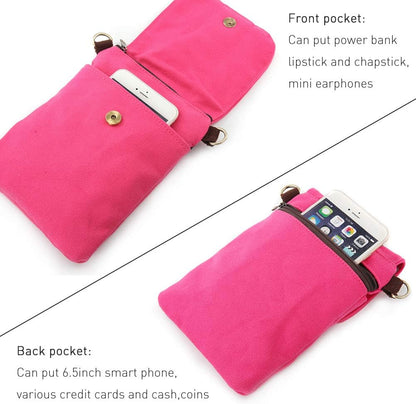 Vintage Embroidered Canvas Flip Small Crossbody Bag Cell Phone Pouch for Women Wristlet Wallet Bag Coin Purse