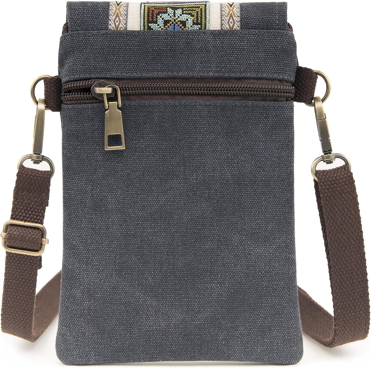 Vintage Embroidered Canvas Flip Small Crossbody Bag Cell Phone Pouch for Women Wristlet Wallet Bag Coin Purse