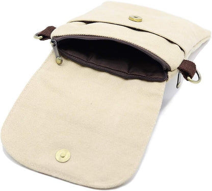Vintage Embroidered Canvas Flip Small Crossbody Bag Cell Phone Pouch for Women Wristlet Wallet Bag Coin Purse