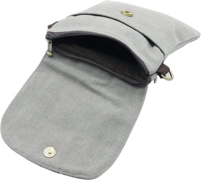 Vintage Embroidered Canvas Flip Small Crossbody Bag Cell Phone Pouch for Women Wristlet Wallet Bag Coin Purse
