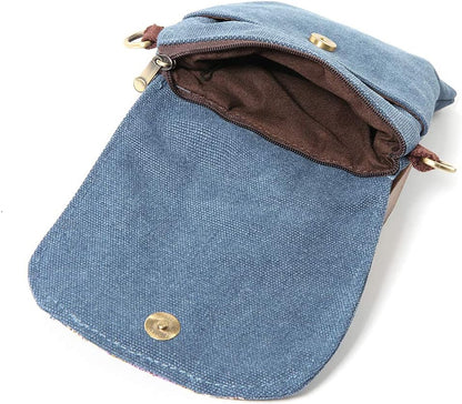 Vintage Embroidered Canvas Flip Small Crossbody Bag Cell Phone Pouch for Women Wristlet Wallet Bag Coin Purse