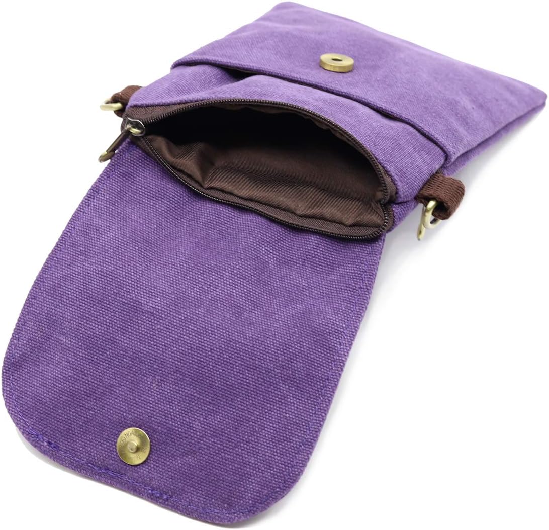 Vintage Embroidered Canvas Flip Small Crossbody Bag Cell Phone Pouch for Women Wristlet Wallet Bag Coin Purse