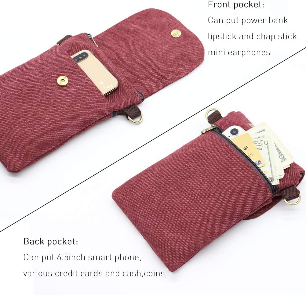Vintage Embroidered Canvas Flip Small Crossbody Bag Cell Phone Pouch for Women Wristlet Wallet Bag Coin Purse