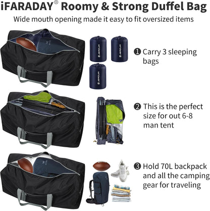 Foldable Duffle Bag for Travel, 30 inch, Orange | 75L Large, Spare Travel Duffel Bag, Lightweight, Trolley Sleeve