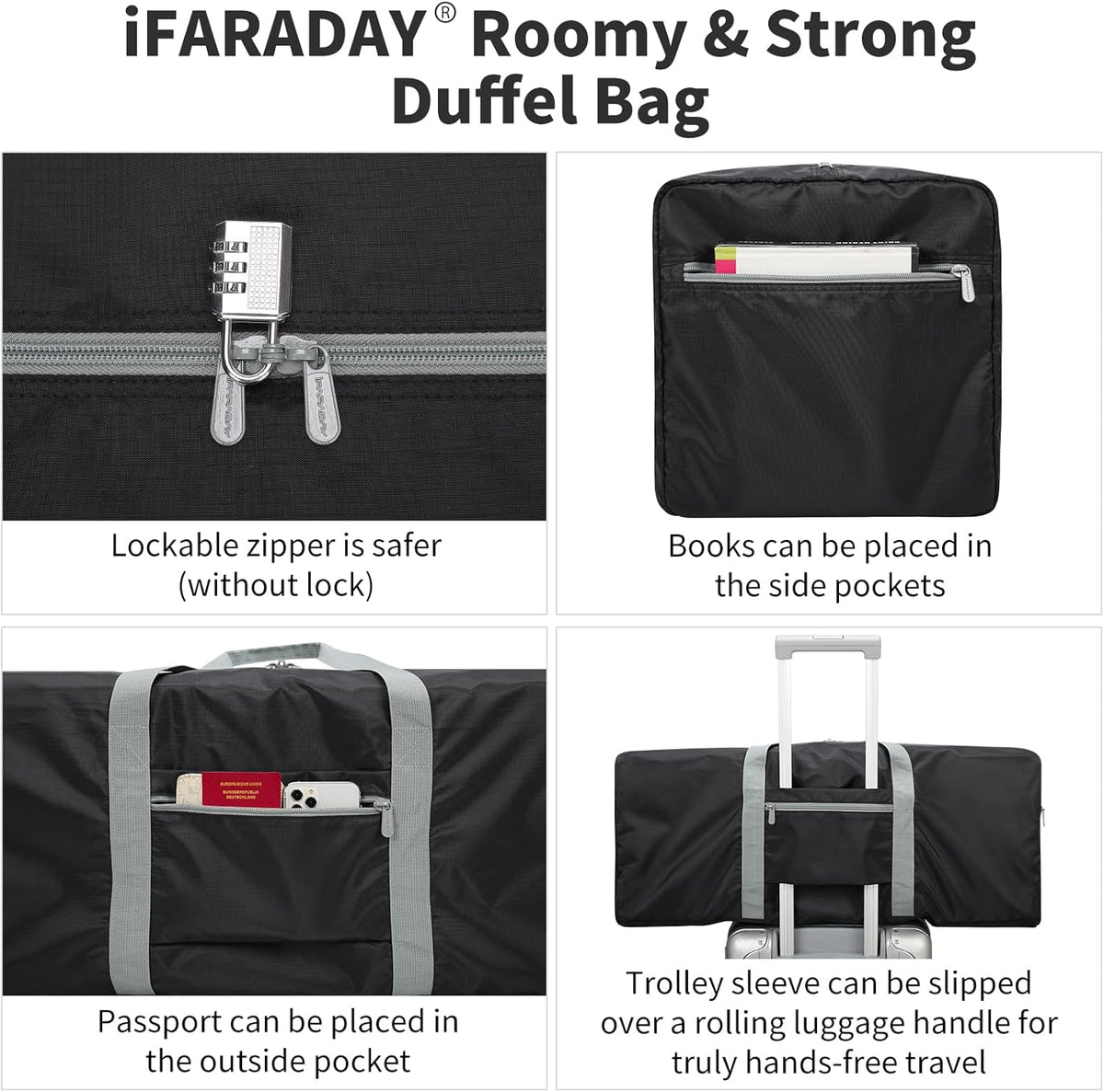 Foldable Duffle Bag for Travel, 30 inch, Orange | 75L Large, Spare Travel Duffel Bag, Lightweight, Trolley Sleeve