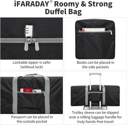 Foldable Duffle Bag for Travel, 30 inch, Orange | 75L Large, Spare Travel Duffel Bag, Lightweight, Trolley Sleeve