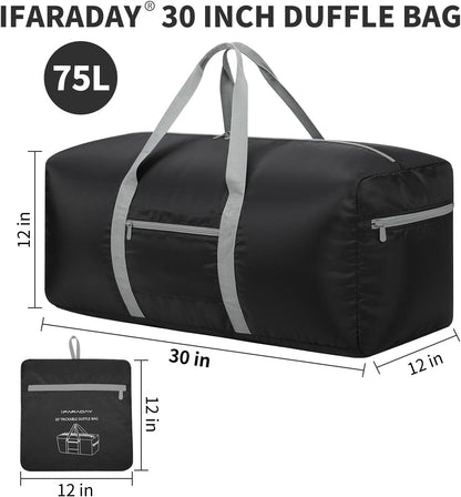 Foldable Duffle Bag for Travel, 30 inch, Orange | 75L Large, Spare Travel Duffel Bag, Lightweight, Trolley Sleeve