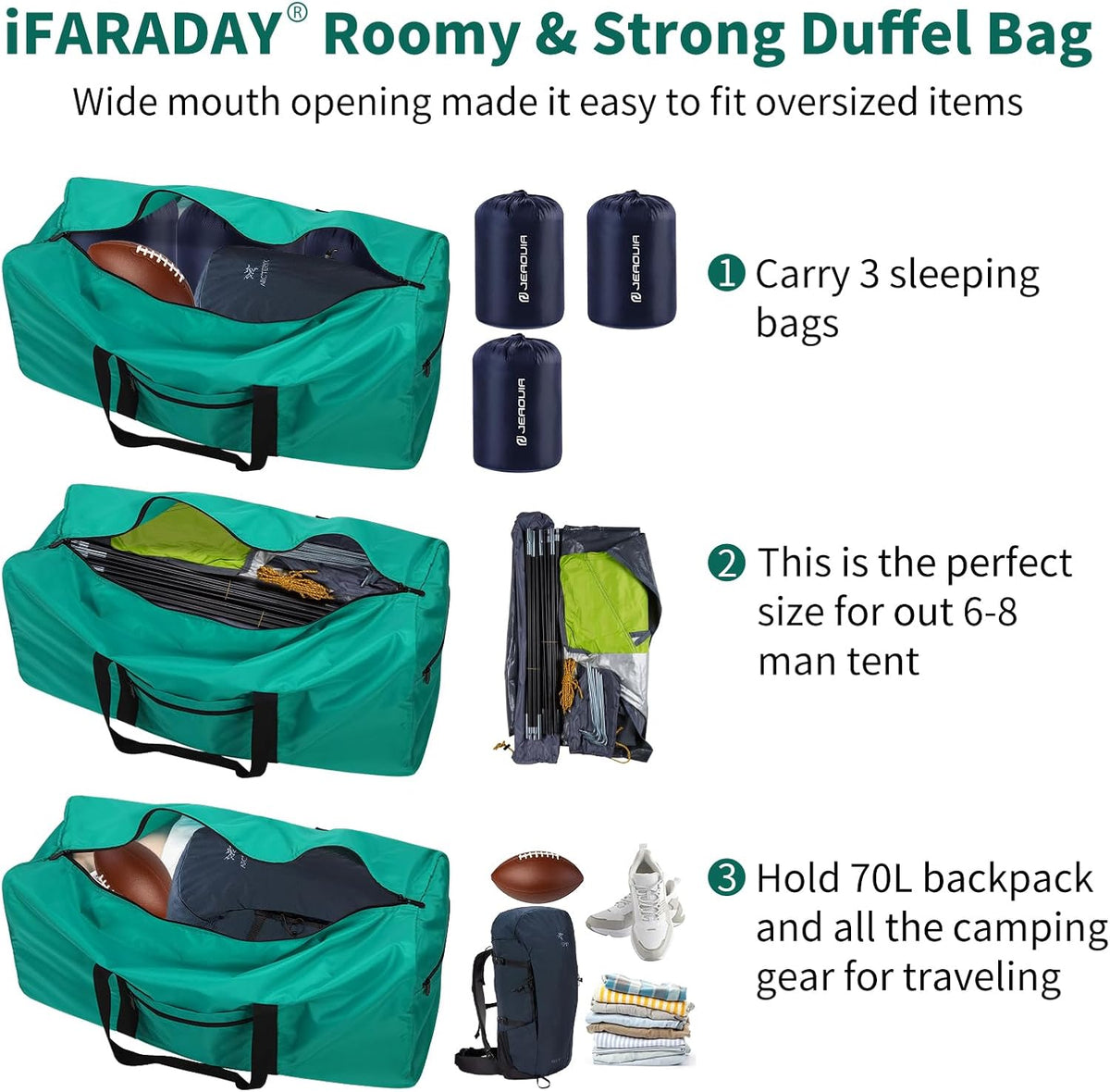 Foldable Duffle Bag for Travel, 30 inch, Orange | 75L Large, Spare Travel Duffel Bag, Lightweight, Trolley Sleeve