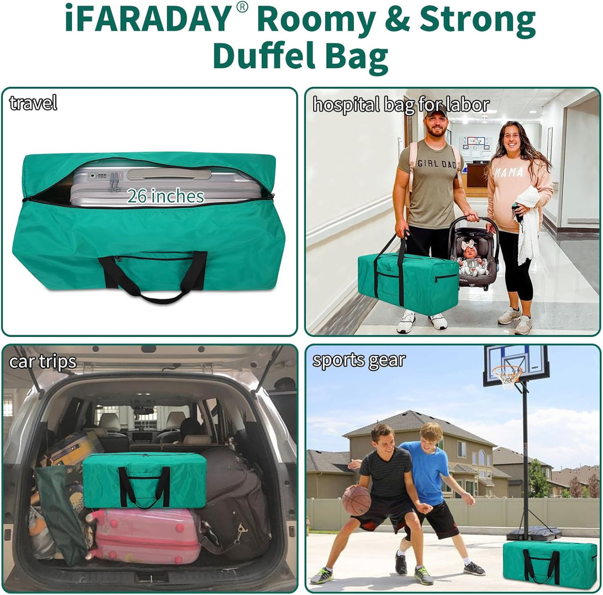 Foldable Duffle Bag for Travel, 30 inch, Orange | 75L Large, Spare Travel Duffel Bag, Lightweight, Trolley Sleeve