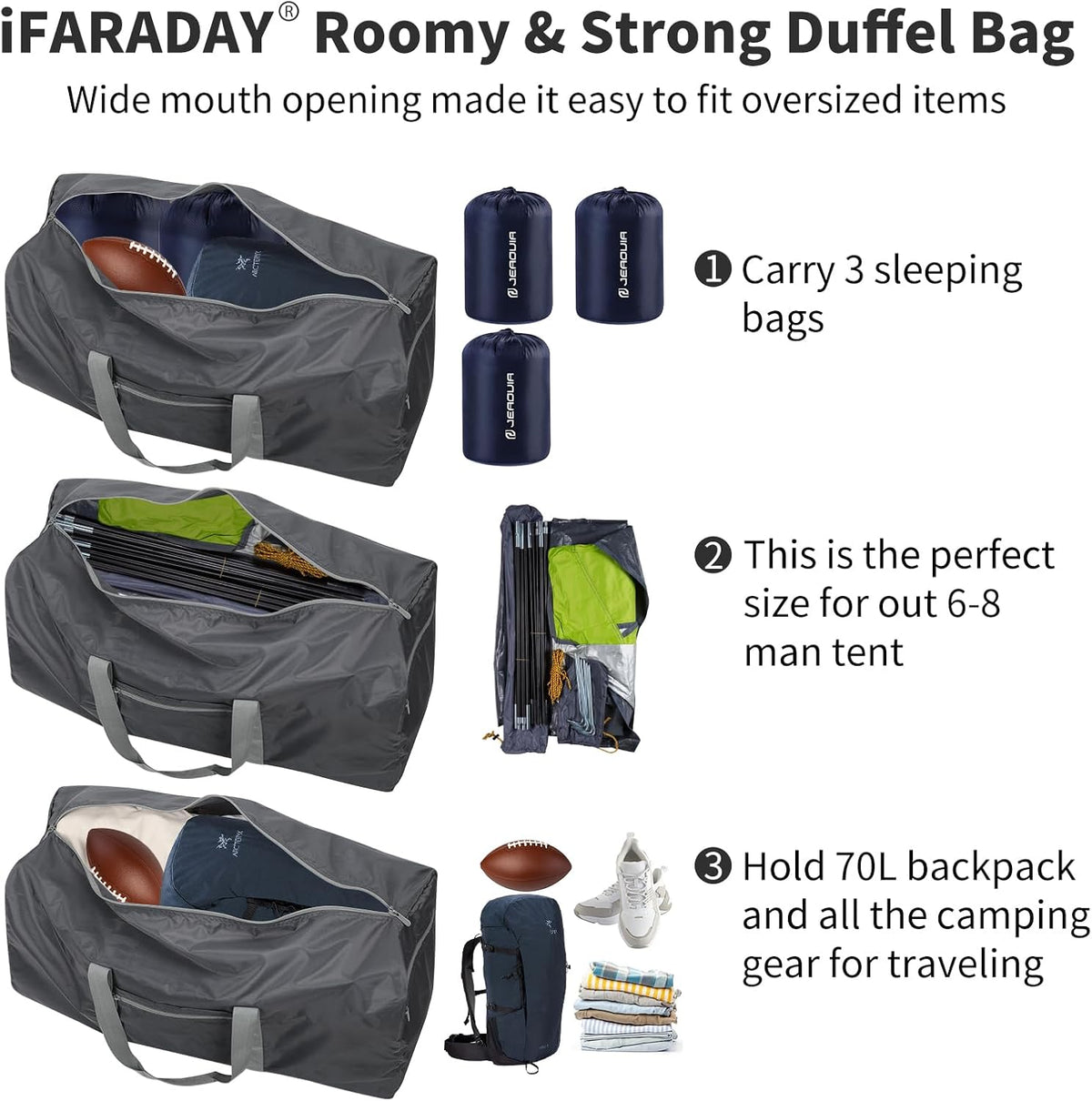 Foldable Duffle Bag for Travel, 30 inch, Orange | 75L Large, Spare Travel Duffel Bag, Lightweight, Trolley Sleeve