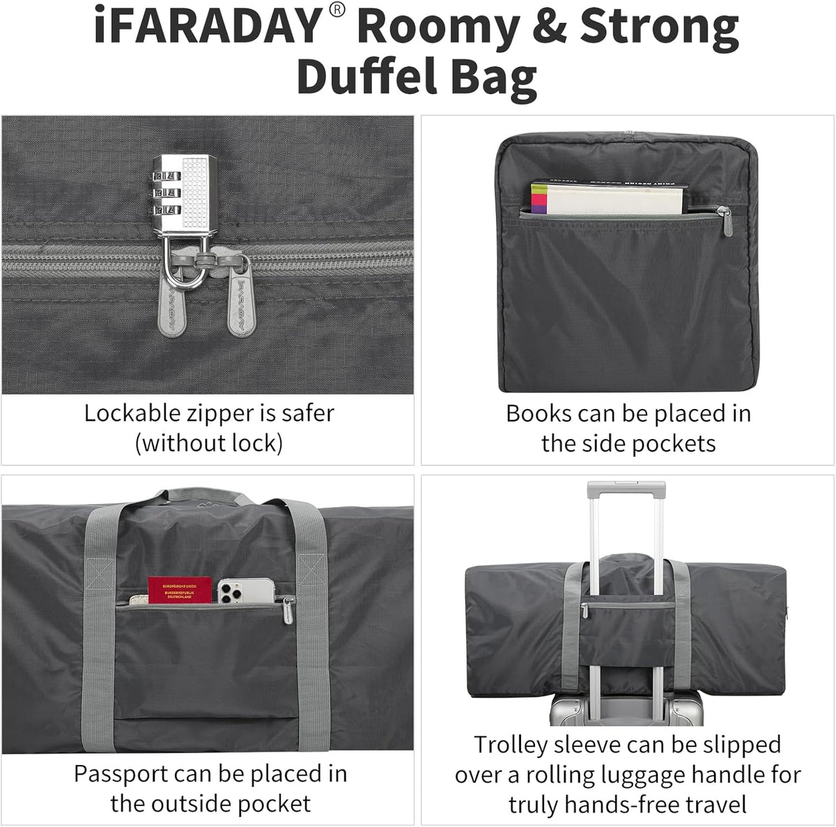 Foldable Duffle Bag for Travel, 30 inch, Orange | 75L Large, Spare Travel Duffel Bag, Lightweight, Trolley Sleeve