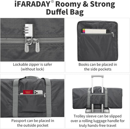 Foldable Duffle Bag for Travel, 30 inch, Orange | 75L Large, Spare Travel Duffel Bag, Lightweight, Trolley Sleeve