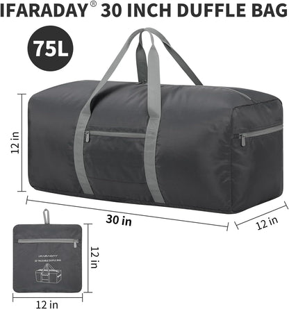 Foldable Duffle Bag for Travel, 30 inch, Orange | 75L Large, Spare Travel Duffel Bag, Lightweight, Trolley Sleeve