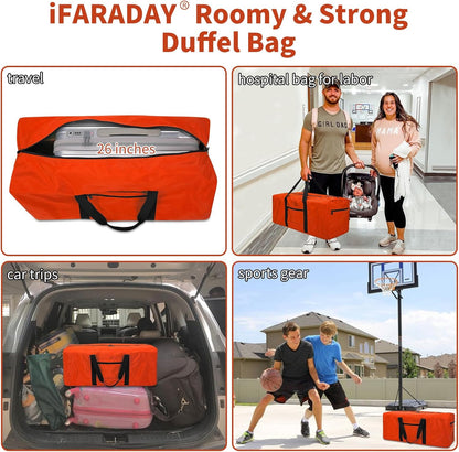 Foldable Duffle Bag for Travel, 30 inch, Orange | 75L Large, Spare Travel Duffel Bag, Lightweight, Trolley Sleeve