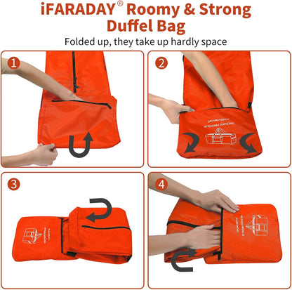 Foldable Duffle Bag for Travel, 30 inch, Orange | 75L Large, Spare Travel Duffel Bag, Lightweight, Trolley Sleeve