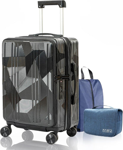 20 inch Carry On Luggage Expandable Top Opening/Clamshell Opening, TSA Approved Carry On Luggage Hard Shell Suitcases, Lightweight Away Carry On Suitcases, Grey