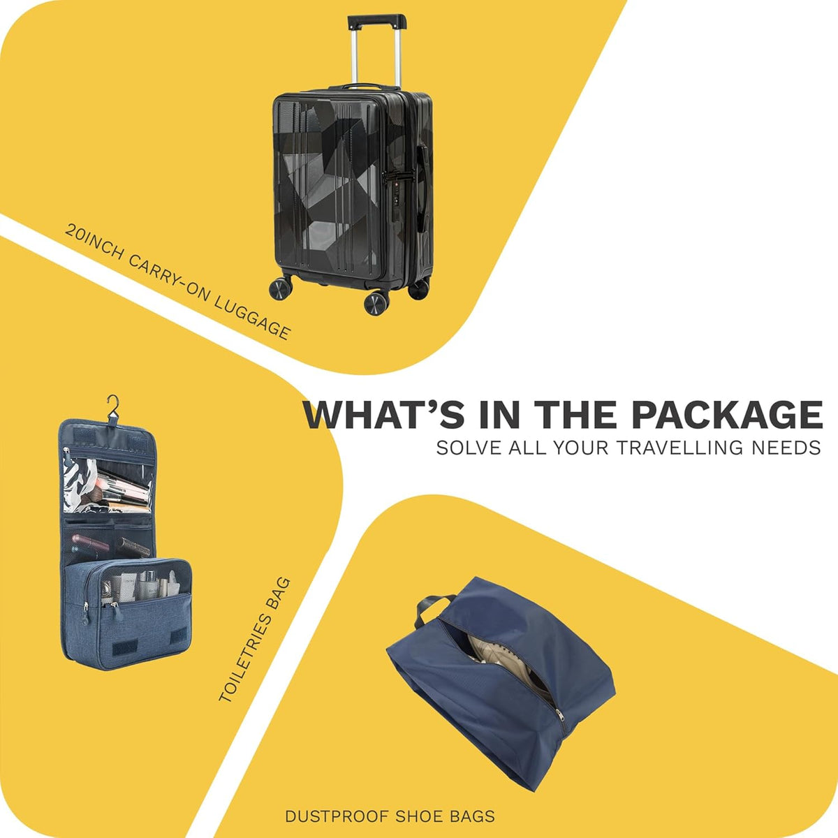 20 inch Carry On Luggage Expandable Top Opening/Clamshell Opening, TSA Approved Carry On Luggage Hard Shell Suitcases, Lightweight Away Carry On Suitcases, Grey
