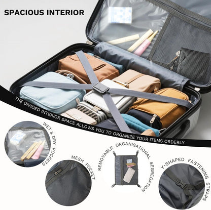 20 inch Carry On Luggage Expandable Top Opening/Clamshell Opening, TSA Approved Carry On Luggage Hard Shell Suitcases, Lightweight Away Carry On Suitcases, Grey