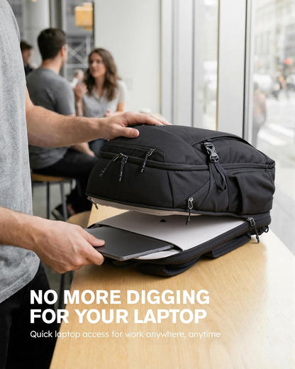 Travel Laptop Backpack 32L, TSA Friendly Flight Approved Computer Work Business Bag, Water-resistant Carry on Luggage, Durable Casual Daypack College Rucksack for Men Women