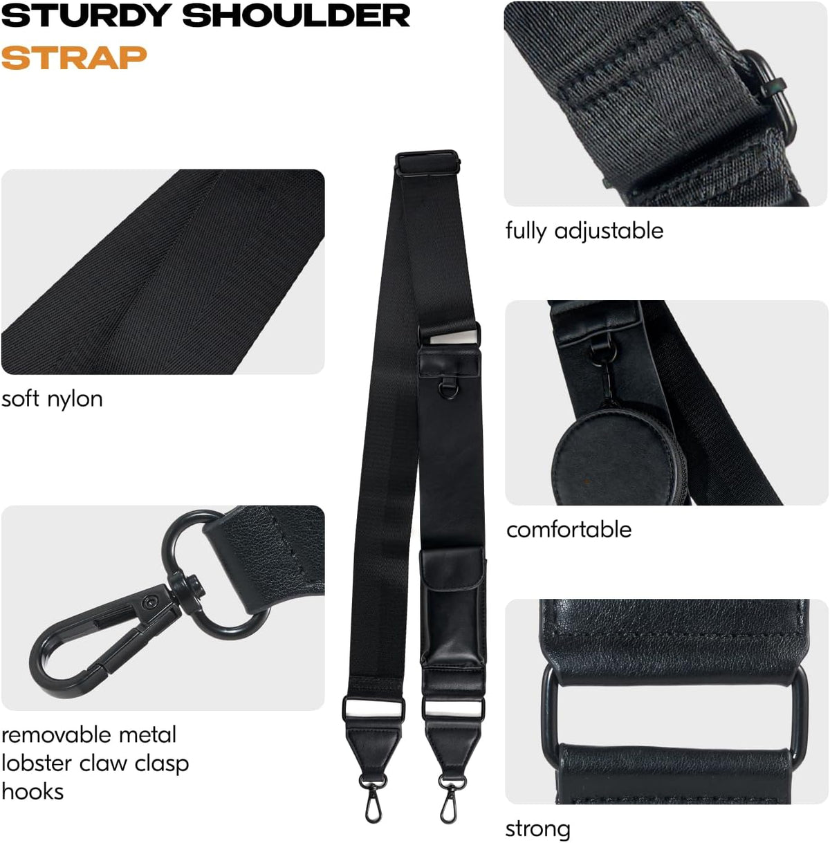 Black Crossbody Phone Bag with Adjustable Strap and Coin Pouch – Stylish PU Leather Shoulder Purse for Everyday Use