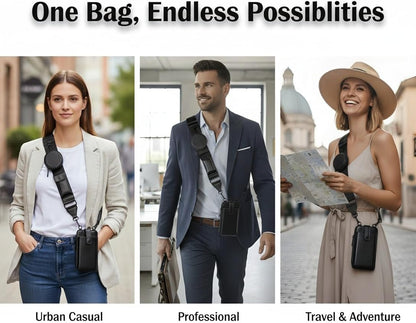 Black Crossbody Phone Bag with Adjustable Strap and Coin Pouch – Stylish PU Leather Shoulder Purse for Everyday Use