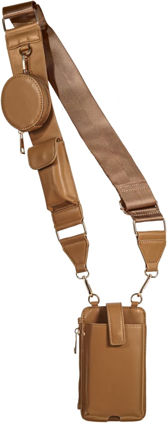 Black Crossbody Phone Bag with Adjustable Strap and Coin Pouch – Stylish PU Leather Shoulder Purse for Everyday Use