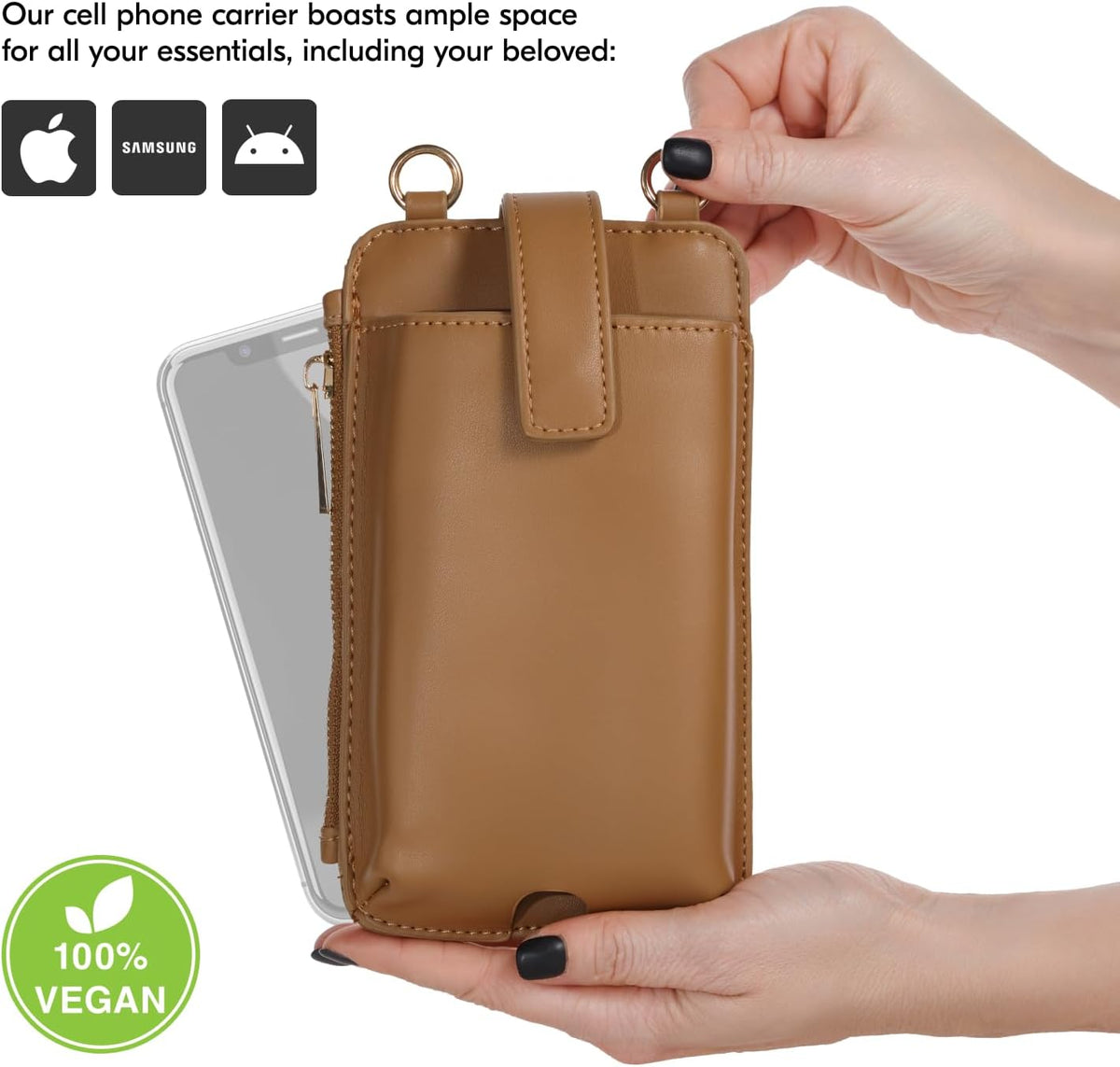 Black Crossbody Phone Bag with Adjustable Strap and Coin Pouch – Stylish PU Leather Shoulder Purse for Everyday Use