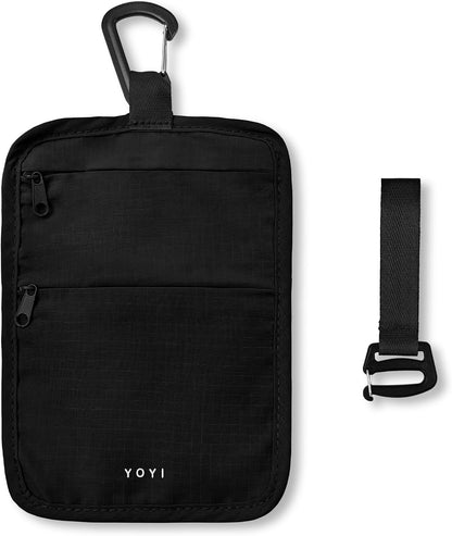 Anti-Theft Belt Waist Travel Wallet Hidden Passport 3-Zone Clip Carabiner