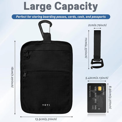 Anti-Theft Belt Waist Travel Wallet Hidden Passport 3-Zone Clip Carabiner