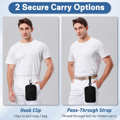 Anti-Theft Belt Waist Travel Wallet Hidden Passport 3-Zone Clip Carabiner